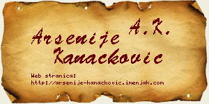 Arsenije Kanačković vizit kartica